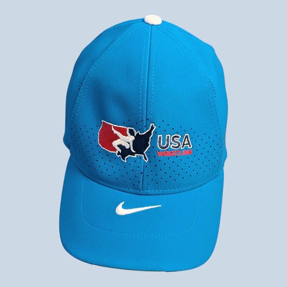 Nike Legacy91 Dri-Fit Hat Team USA Wrestling Blue Adjustable Embroidered Swoosh